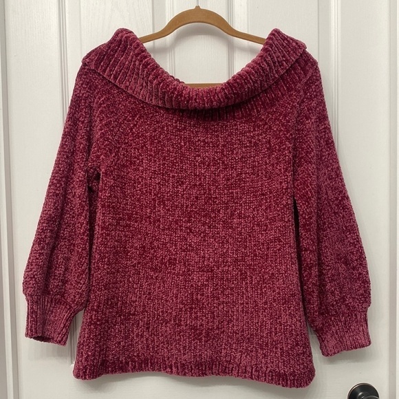 Pink Rose Women’s Off Shoulder Cowl Knit Sweater Size XL - Picture 1 of 11